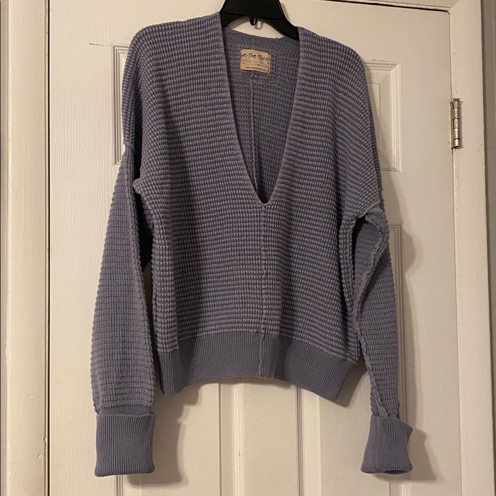 Free People Women’s Purplish Gray Crewneck Knit Sweater